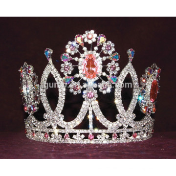 Bunte Rhinestone-Blumen-Tiara kundenspezifische Kristallkrone